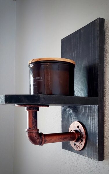 Raft de perete in stil industrial, Pecs, 20x35x25 cm, negru/maro
