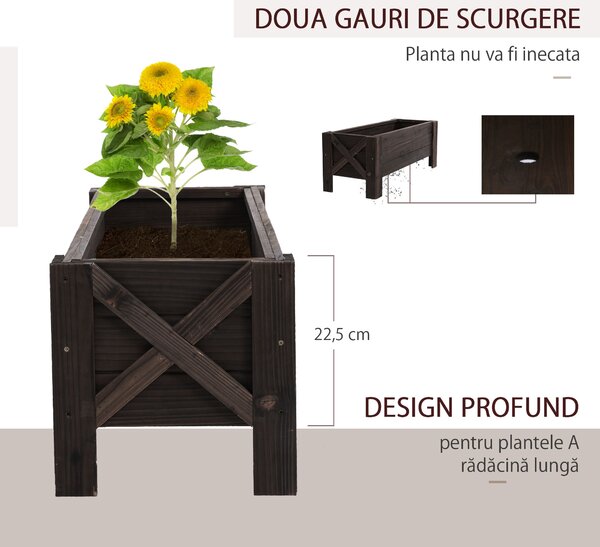 Outsunny Vas Ridicat din Lemn pentru Plante și Legume Capacitate 80 kg pentru Grădină | Aosom Romania