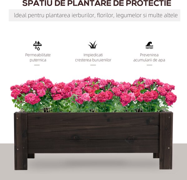 Outsunny Vas Ridicat din Lemn pentru Plante și Legume Capacitate 80 kg pentru Grădină | Aosom Romania