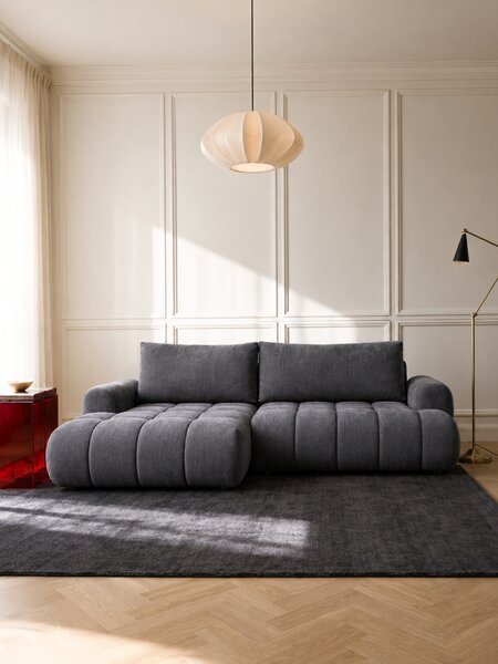 Colțar extensibil pentru dormit Lutario Mini stânga - chenille gri Vibe 95