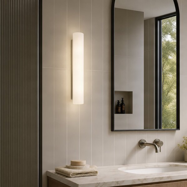 Lampă de perete Lucande, Victoire, Alb, Baie, Sticlă, Modern
