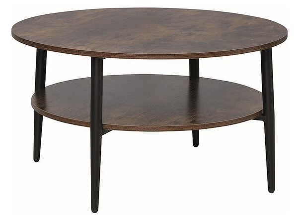 Masuta de cafea ELLA A, maro rustic/negru mat, PAL/metal, 80x45 cm
