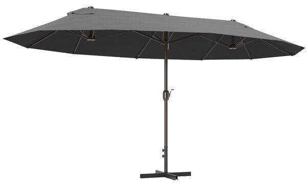 Outsunny Umbrelă Dublă pentru Grădină 455x265x238 cm, Parasolar Mare cu Manivelă Manuală, Rezistentă la Apă, Protecție Solară Gri | Aosom Romania