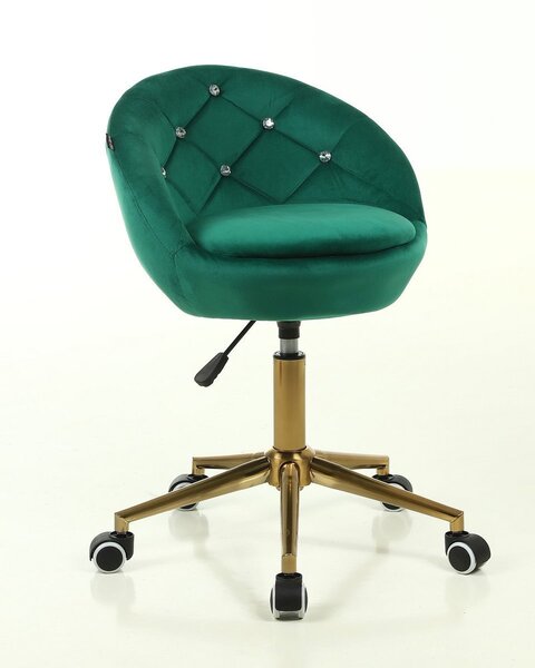 HR948K Scaun Verde din Catifea cu Bază Aurie