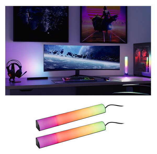 Paulmann EntertainLED Lightbar, RGB, 30cm, set de 2, reglabil, Negru, Camera de zi / sufragerie, Metal, Modern