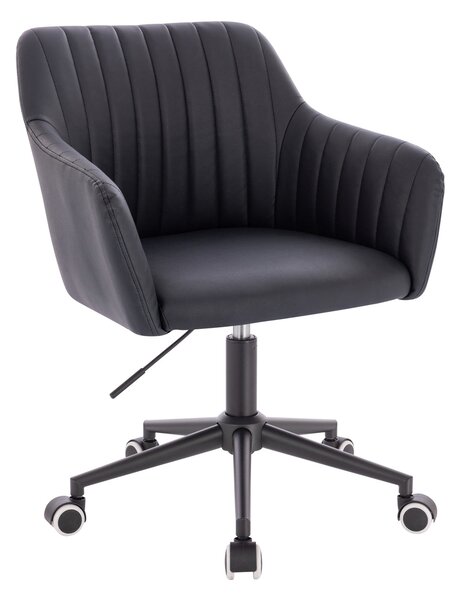HC190K Scaun Neagră din Piele Ecologica cu Bază Neagră
