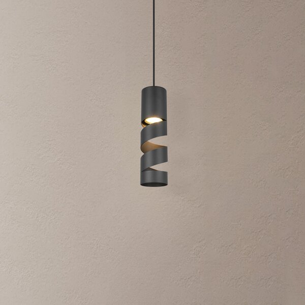 Trio Lighting Lampă suspendată Stream, negru, Ø 8 cm, metal, GU10, reglabil, Negru, Camera de zi / sufragerie, Metal, Modern