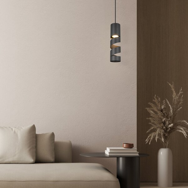 Trio Lighting Lampă suspendată Stream, negru, Ø 8 cm, metal, GU10, reglabil, Negru, Camera de zi / sufragerie, Metal, Modern