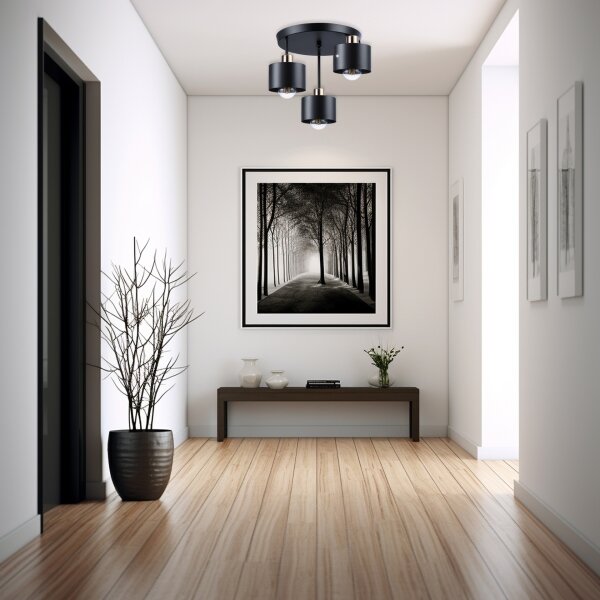 Lustră pe tijă 3xE27/35W/230V d. 30 cm negru/auriu
