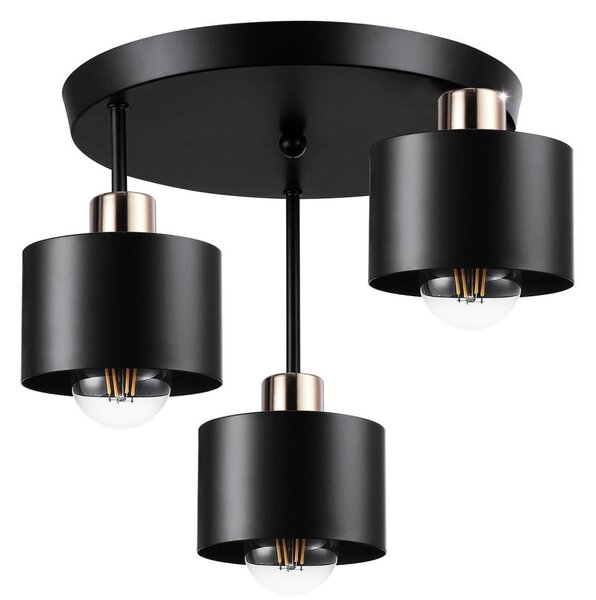 Lustră pe tijă 3xE27/35W/230V d. 30 cm negru/auriu
