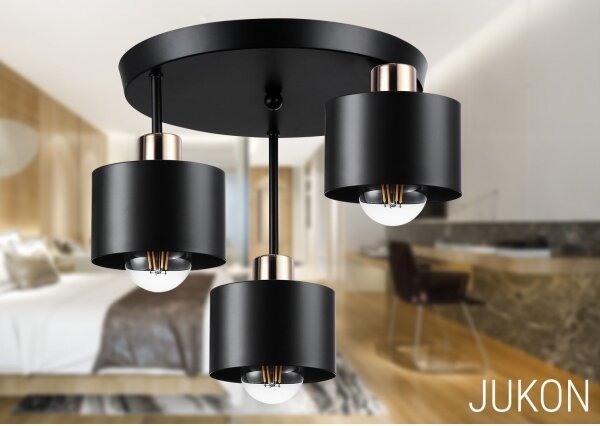 Lustră pe tijă 3xE27/35W/230V d. 30 cm negru/auriu