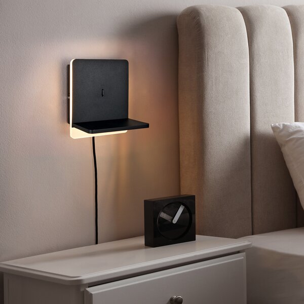 Trio Lighting Aplică de perete Fairfield LED, metal, negru mat, dimabil, reglabil, Negru, Camera de zi / sufragerie, Metal, Modern