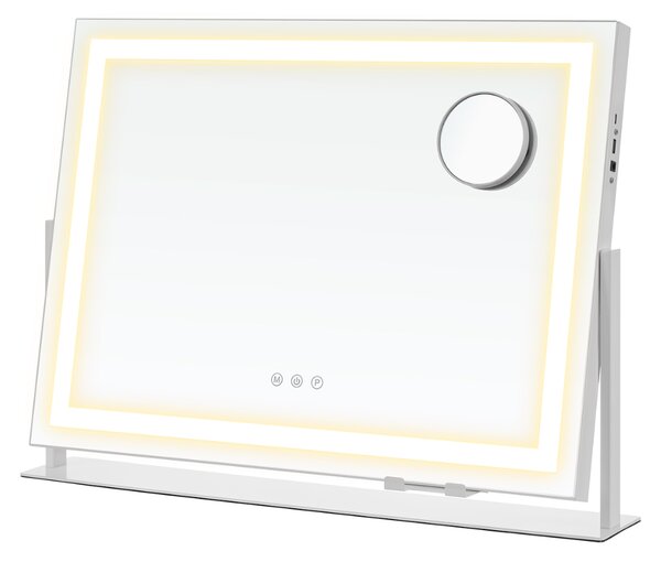 Oglindă cosmetică DAHLIA cu iluminare LED, 10x62,5x45,8 cm, alb SongmicsHome
