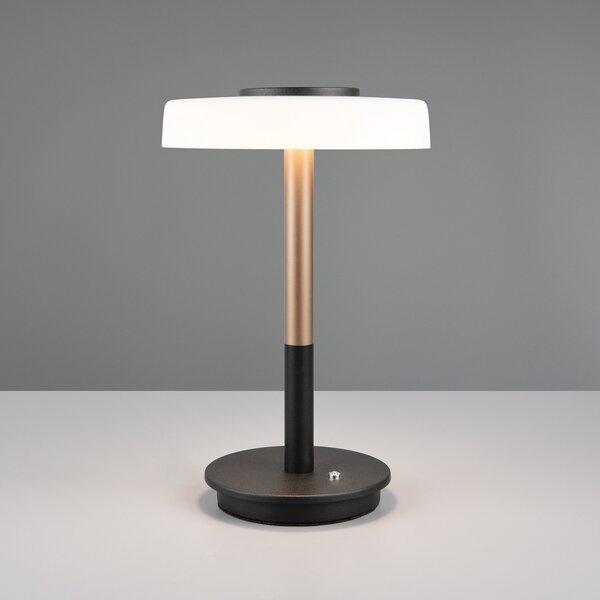 Trio Lighting Lampă de masă cu LED Celeste alb/maro 35 cm sticlă/metal Touchdim, reglabil, Negru, Camera de zi / sufragerie, Sticlă, Modern