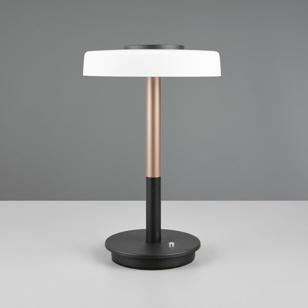 Trio Lighting Lampă de masă cu LED Celeste alb/maro 35 cm sticlă/metal Touchdim, reglabil, Negru, Camera de zi / sufragerie, Sticlă, Modern