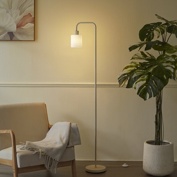Lampă de podea scandinavă bej cu sticlă albă - Wisp