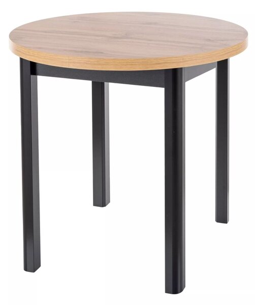 Masă rotundă Adam, stejar artizanal/negru mat (80 cm)