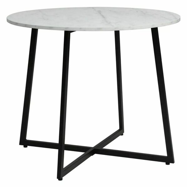 Masă rotundă Luna, alb marmorat/negru (90 cm)