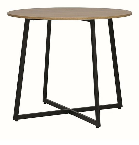 Masă rotundă Luna, stejar/negru (90 cm)