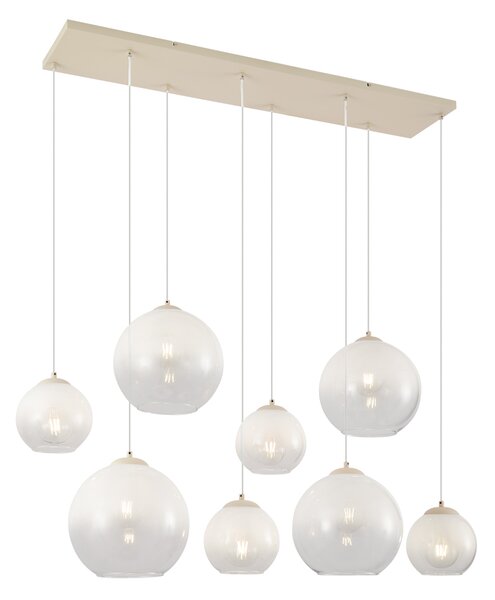 Lampă suspendată Art Deco bej cu sticlă albă cu 8 lumini - Sandra