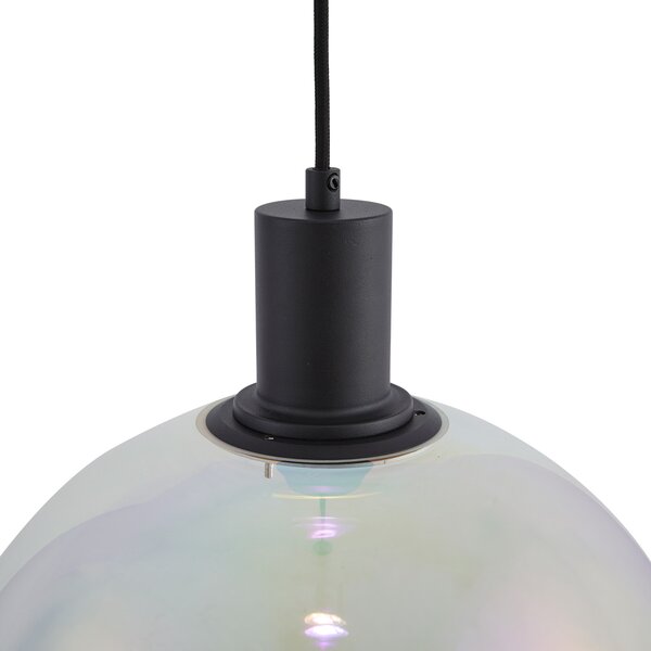 Lampă suspendată de design neagră cu sticlă curcubeu 35cm - Mallon