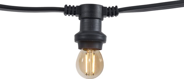 Ghirlandă luminoasă neagră conectabilă cu priză, 6m, 10 lumini E27, IP64 - Lubber