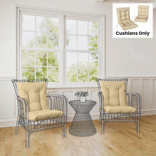Outsunny Set 2 Perne pentru Scaune de Exterior cu Curele de Fixare, Perne Imbottite din Poliester și Bumbac, pentru Șezlonguri, Fotolii, 50x120x8 cm, Bej | Aosom Romania