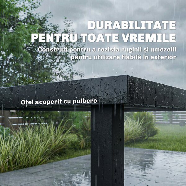 Outsunny Set Mese de Exterior cu Scaune Stivuibile, Gri | Aosom Romania