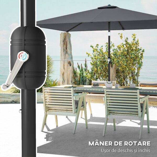Outsunny umbrelă dreptunghiulară reglabilă balcon mare impermeabilă parasolar dreptunghiular portabil pentru exterior umbrele umbră soare oblong | Aosom Romania