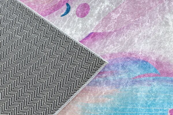 BAMBINO 2533 covor lavabil Inorog, curcubeu pentru copii anti-alunecare - roz