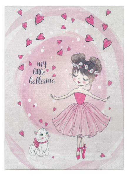 BAMBINO 2161covor lavabil Balerina, pisicuta pentru copii anti-alunecare - roz