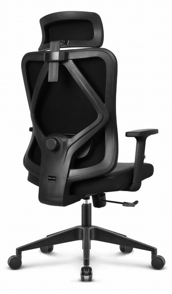 Scaun de birou ergonomic HC-1041 - negru, cu tetieră reglabilă și suport lombar