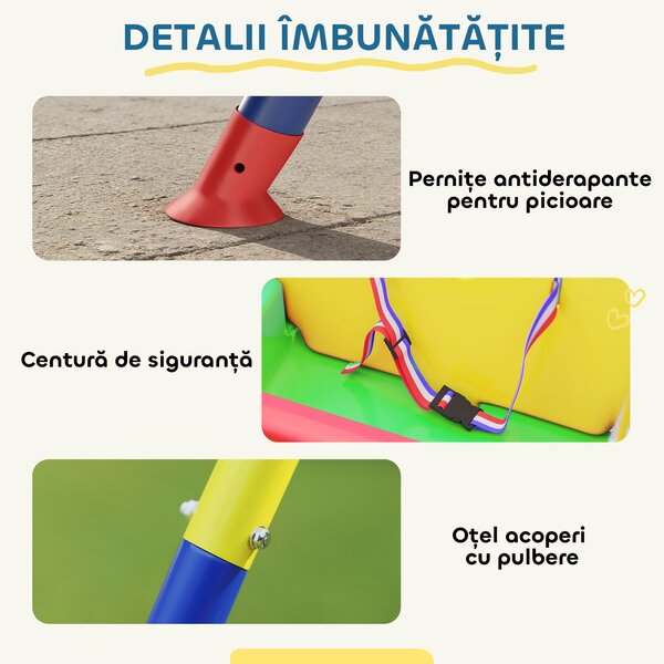 AIYAPLAY Leagăn 3-în-1 pentru Grădină, Leagăn pentru Bebeluși de Interior și Exterior, Înălțime Reglabilă, Cadru Pliabil din Oțel, Centură de Siguranță, Ușor de Montat, 9 Luni-8 Ani, Verde | Aosom Romania