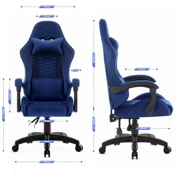 Scaun de gaming HC-1000 NAVY - tesatura catifea