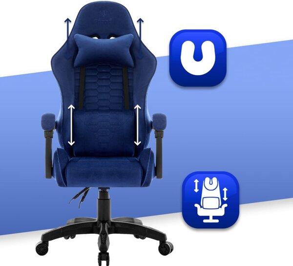 Scaun de gaming HC-1000 NAVY - tesatura catifea
