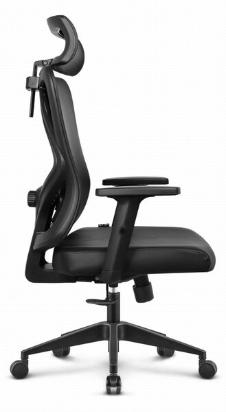 Scaun de birou ergonomic HC-1041 - negru, cu tetieră reglabilă și suport lombar