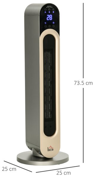 Incalzitor electric oscilant cu 3 moduri de incalzire cu temperatura reglabila si telecomanda, din ABS, Φ25x73,5 cm, argintiu HOMCOM | Aosom RO
