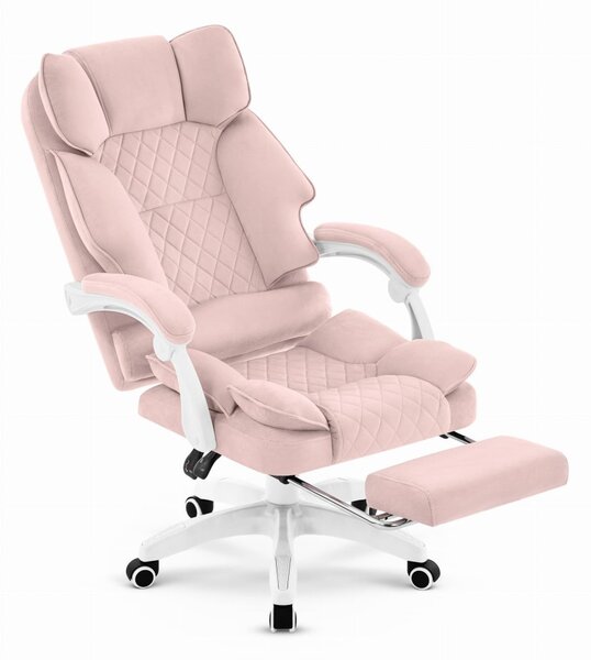 Scaun de birou ergonomic HC-1031 cu suport pentru picioare - roz