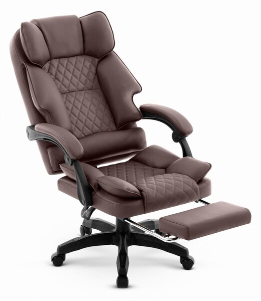 Scaun de birou ergonomic HC-1031 din piele ecologică cu suport pentru picioare - maro