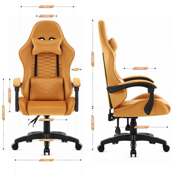 Scaun de gaming HC-1000 MUSTARD - tesatura catifea