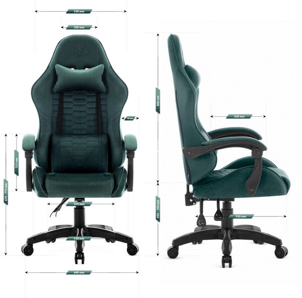 Scaun de gaming HC-1000 GREEN - tesatura catifea