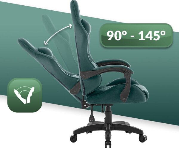 Scaun de gaming HC-1000 GREEN - tesatura catifea