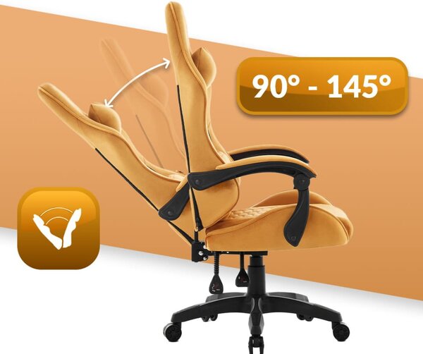 Scaun de gaming HC-1000 MUSTARD - tesatura catifea