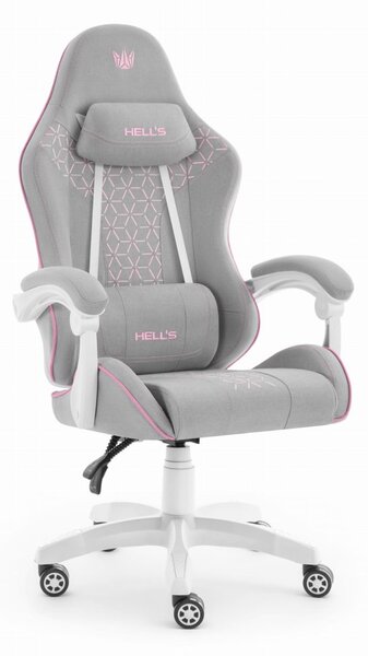 Scaun de gaming HC-1008 2.0 cu perne ergonomice - gri-roz