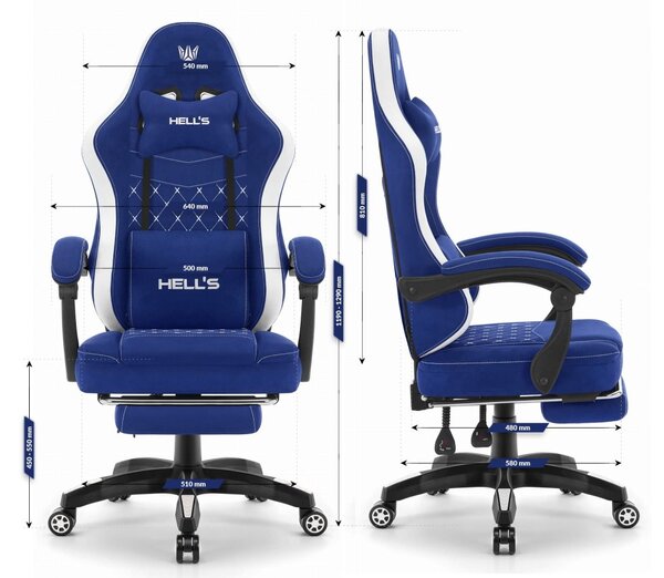 Scaun confortabil pentru jocuri și birou HC-1015 cu suport pentru picioare - albastru