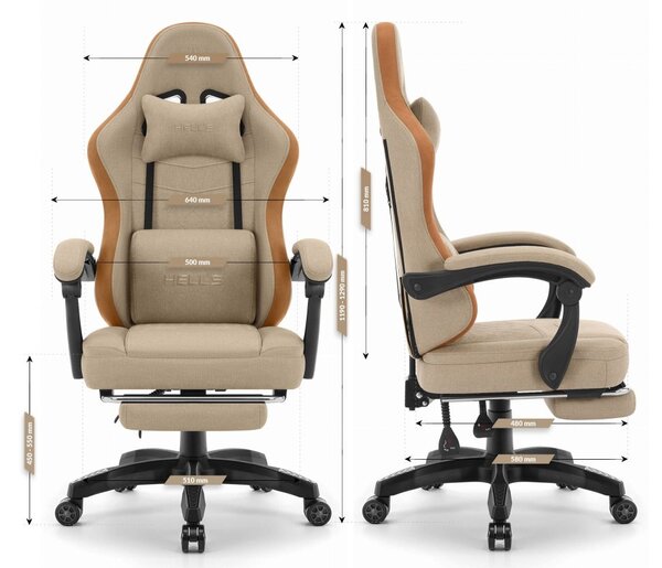 Scaun confortabil pentru jocuri și birou HC-1015 cu suport pentru picioare - bej