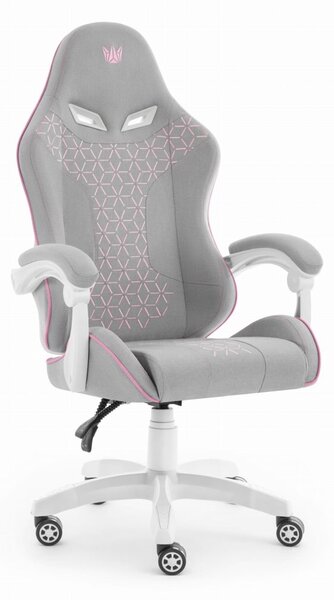 Scaun de gaming HC-1008 2.0 cu perne ergonomice - gri-roz