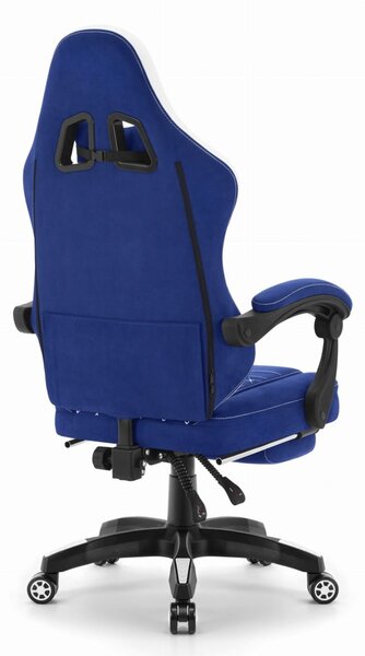 Scaun confortabil pentru jocuri și birou HC-1015 cu suport pentru picioare - albastru