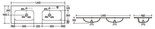 Comad Fly lavoar 141x46 cm dreptunghiular mobilier alb luciu FLY 140D DP ( E-8073-140D )
