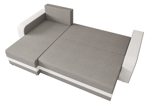 Coltar extensibil de colt VALERIO, gri deschis/bej, reversibil, 238x140 cm + 2 perne GRATUIT